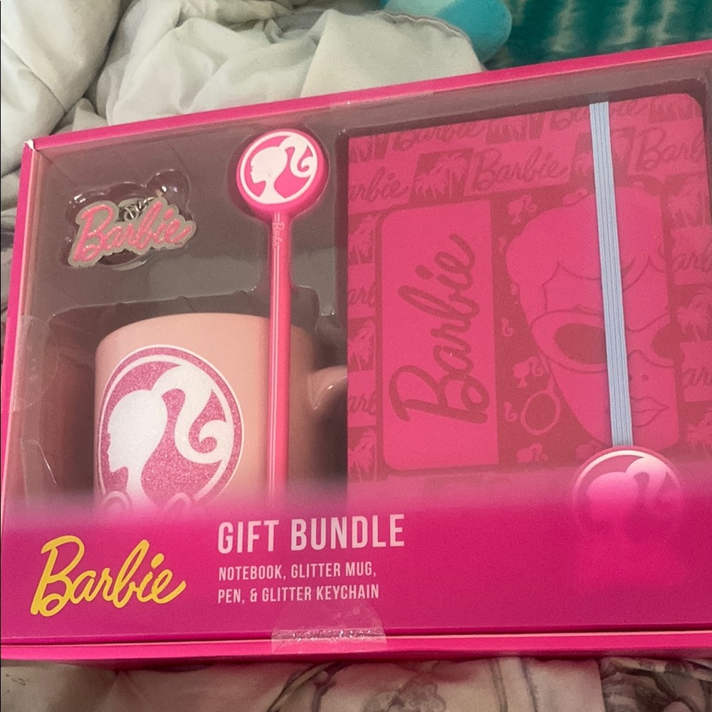 Barbie Pink Gift Bundle - Notebook, Mug, Pen & Keychain